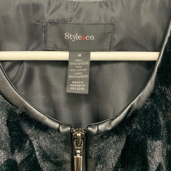 Style & Co. black faux fur vest sz M - Picture 3 of 5